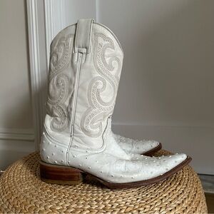 White Leather cowboy boots
